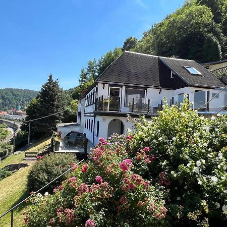 Villa Sächsische Schweiz Ferienhaus 2 mit hervorragendem Panoramablick über das Elbtal Königstein Exterior foto