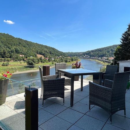 Villa Sächsische Schweiz Ferienhaus 2 mit hervorragendem Panoramablick über das Elbtal Königstein Exterior foto