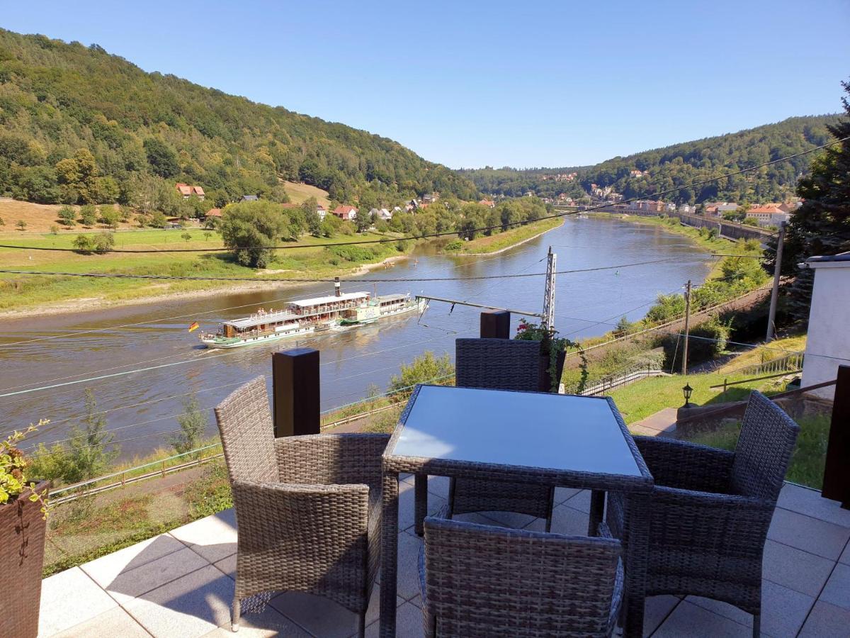 Villa Sächsische Schweiz Ferienhaus 2 mit hervorragendem Panoramablick über das Elbtal Königstein Exterior foto