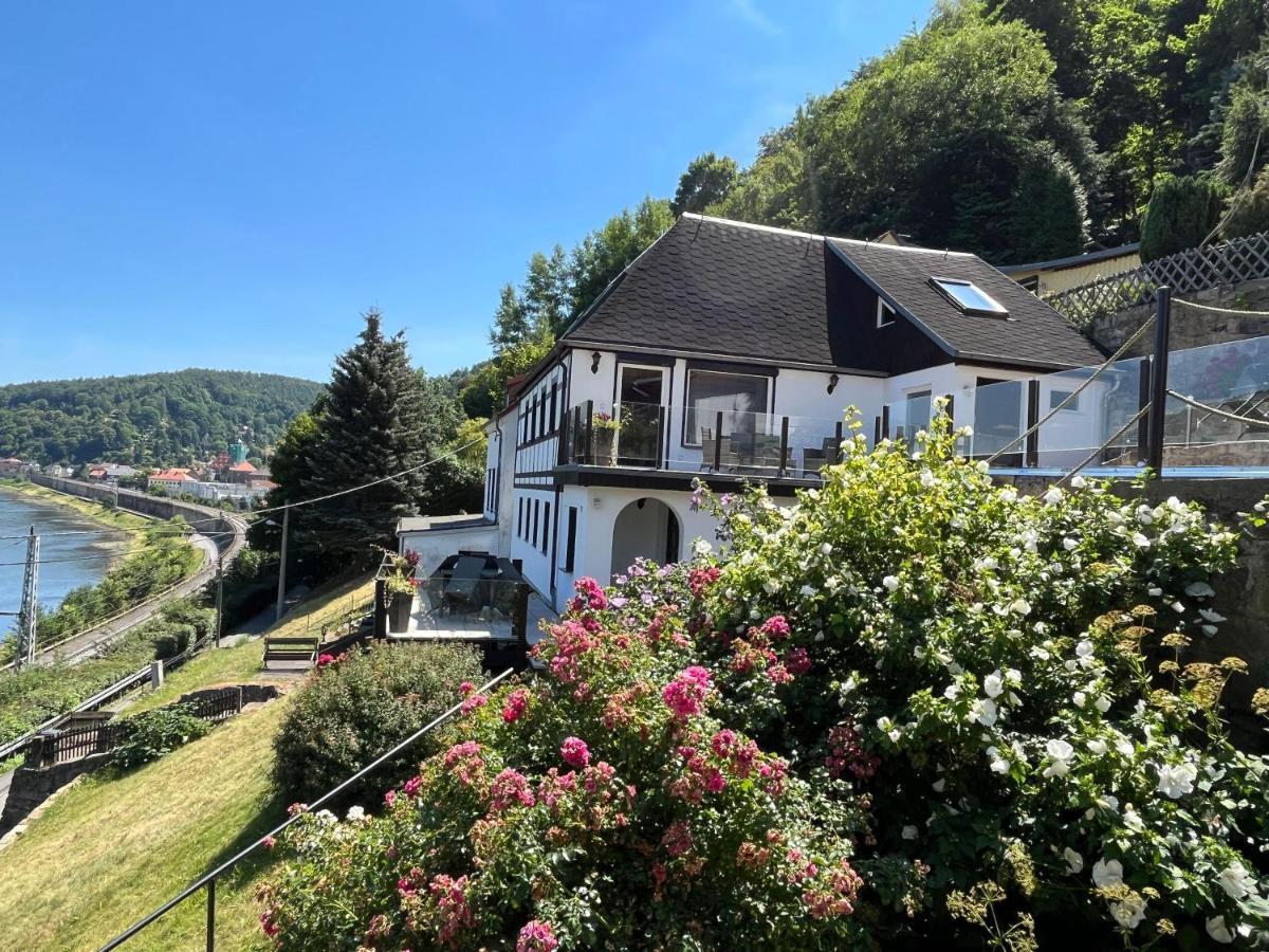 Villa Sächsische Schweiz Ferienhaus 2 mit hervorragendem Panoramablick über das Elbtal Königstein Exterior foto